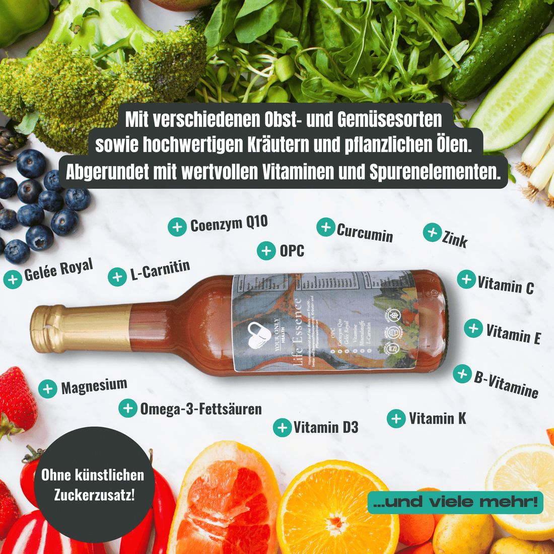 Life Essence - Powerkonzentrat - 350 ml Glasflasche