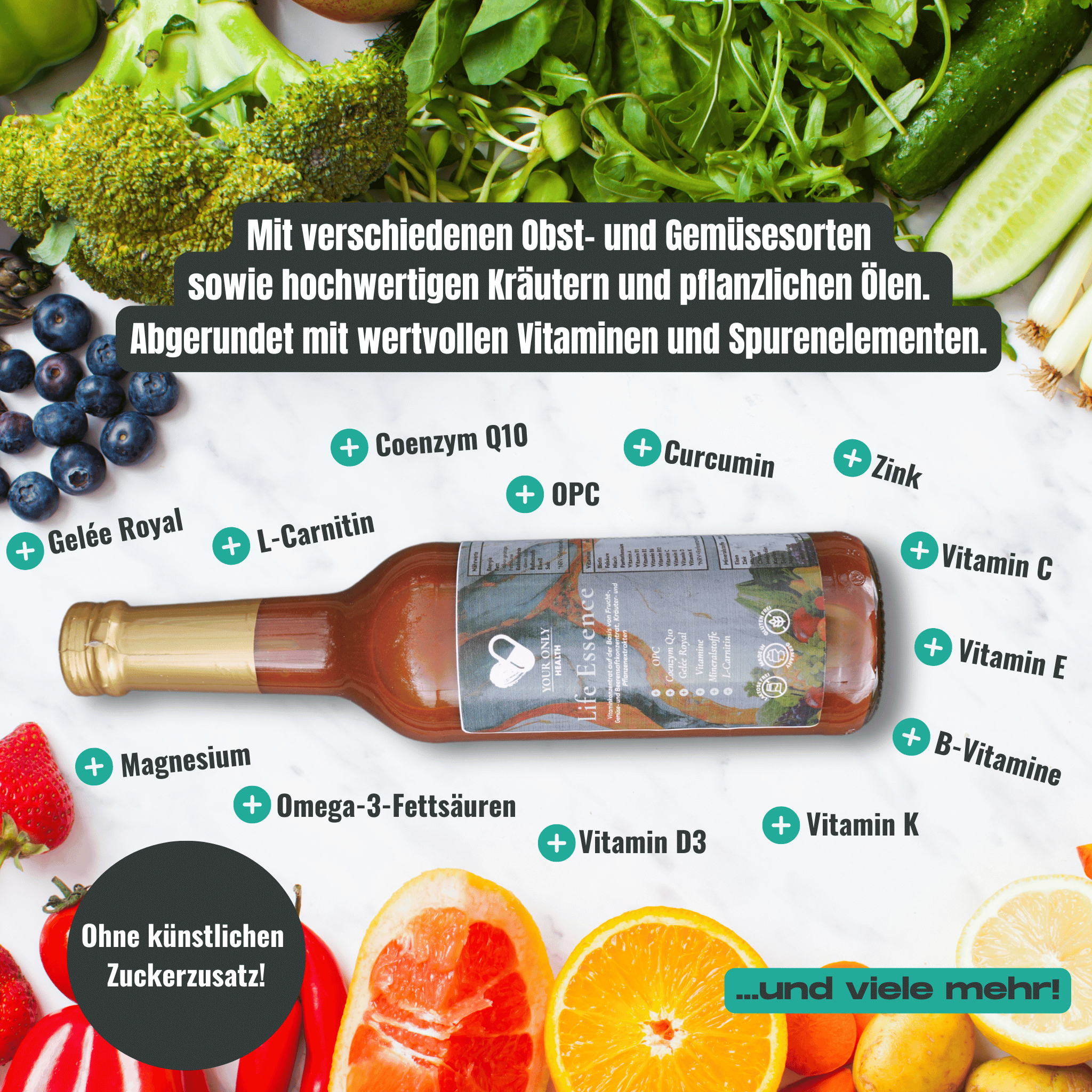Life Essence - Powerkonzentrat - 350 ml Glasflasche