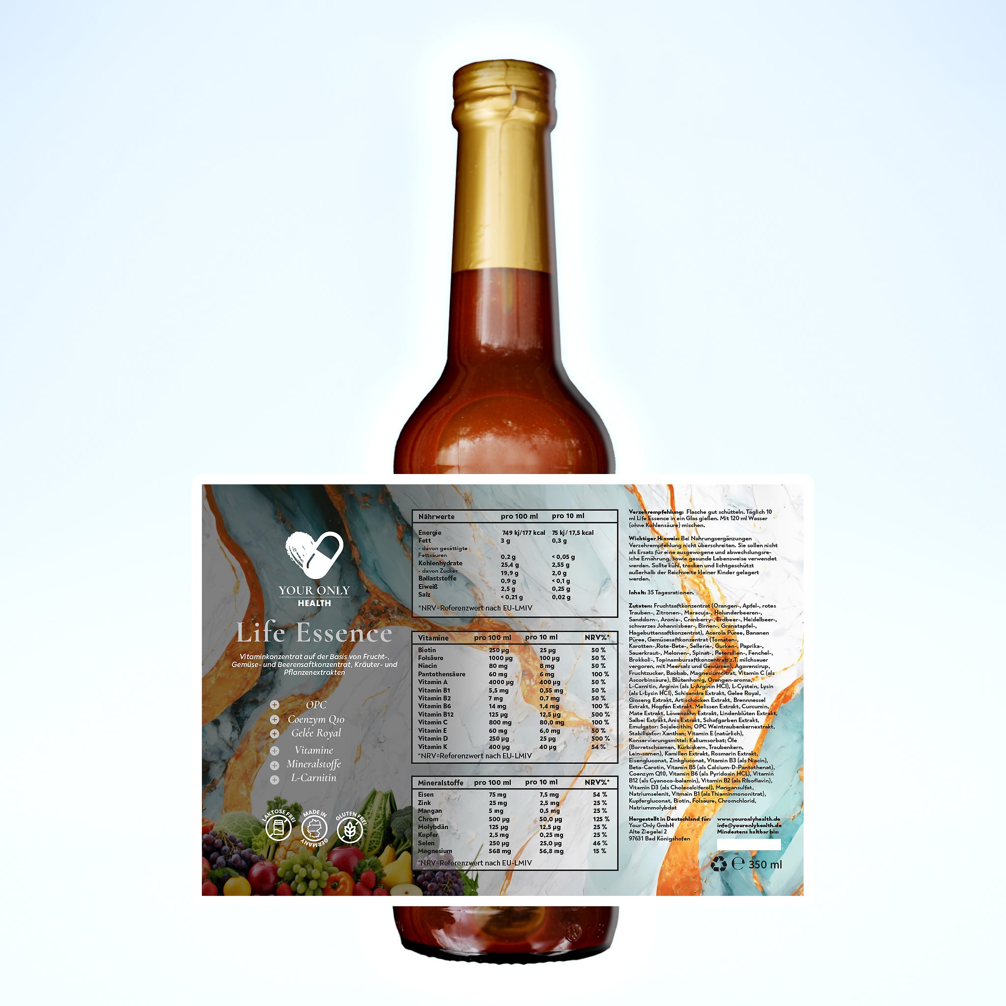 Life Essence - Powerkonzentrat - 350 ml Glasflasche