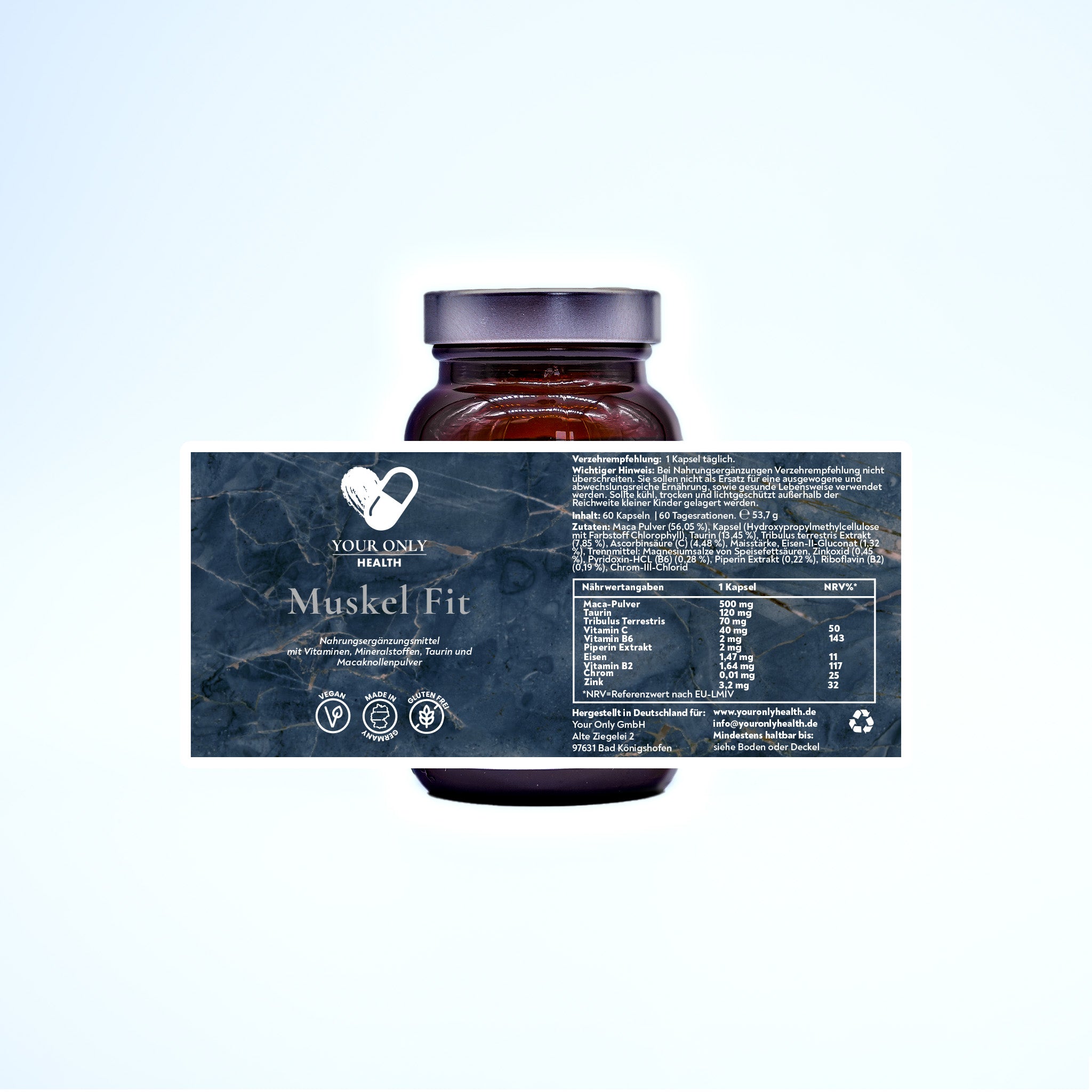 Muskel Fit - Vegane Power Kapseln mit Mineralien und Vitaminen - 60 Kapseln
