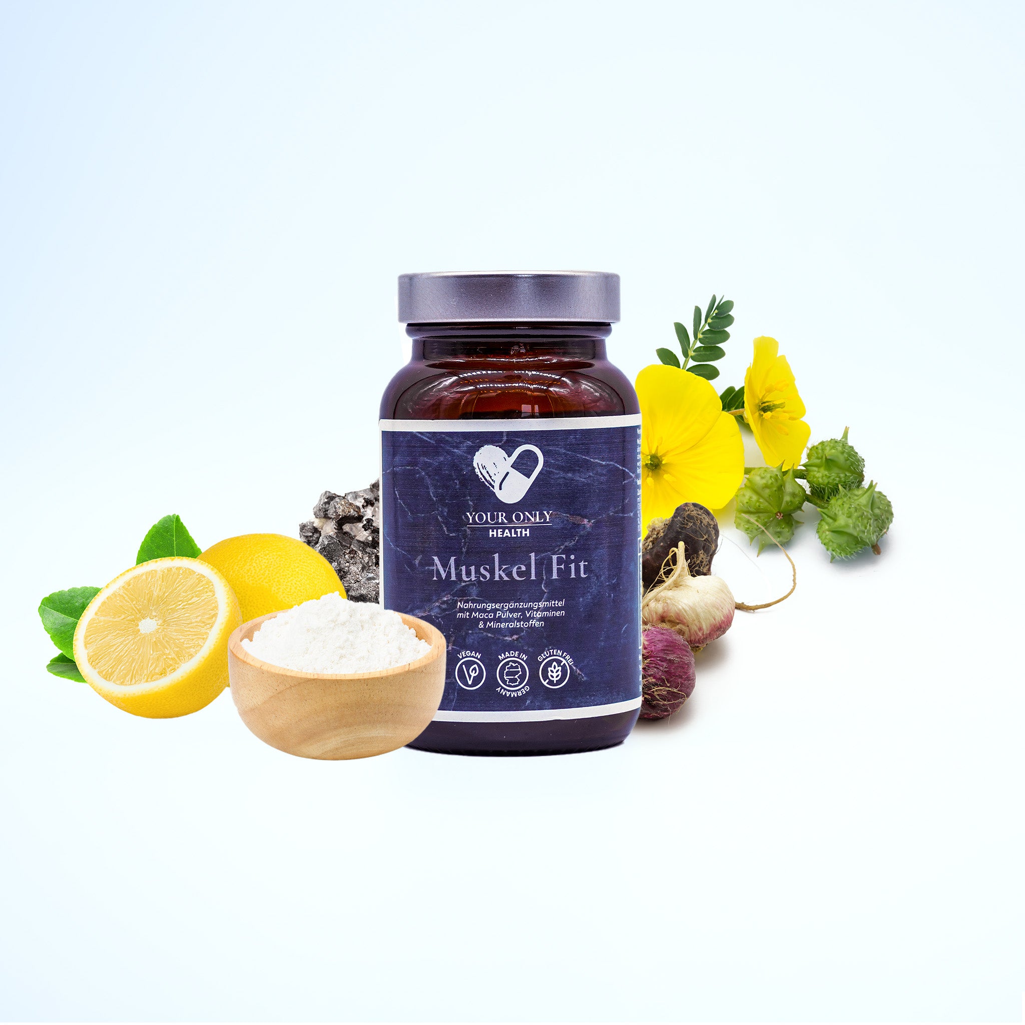 Muskel Fit - Vegane Power Kapseln mit Mineralien und Vitaminen - 60 Kapseln