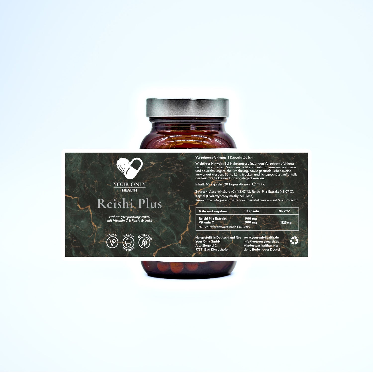 Reishi-Pilz-Extrakt und Vitamin C - 60 Kapseln