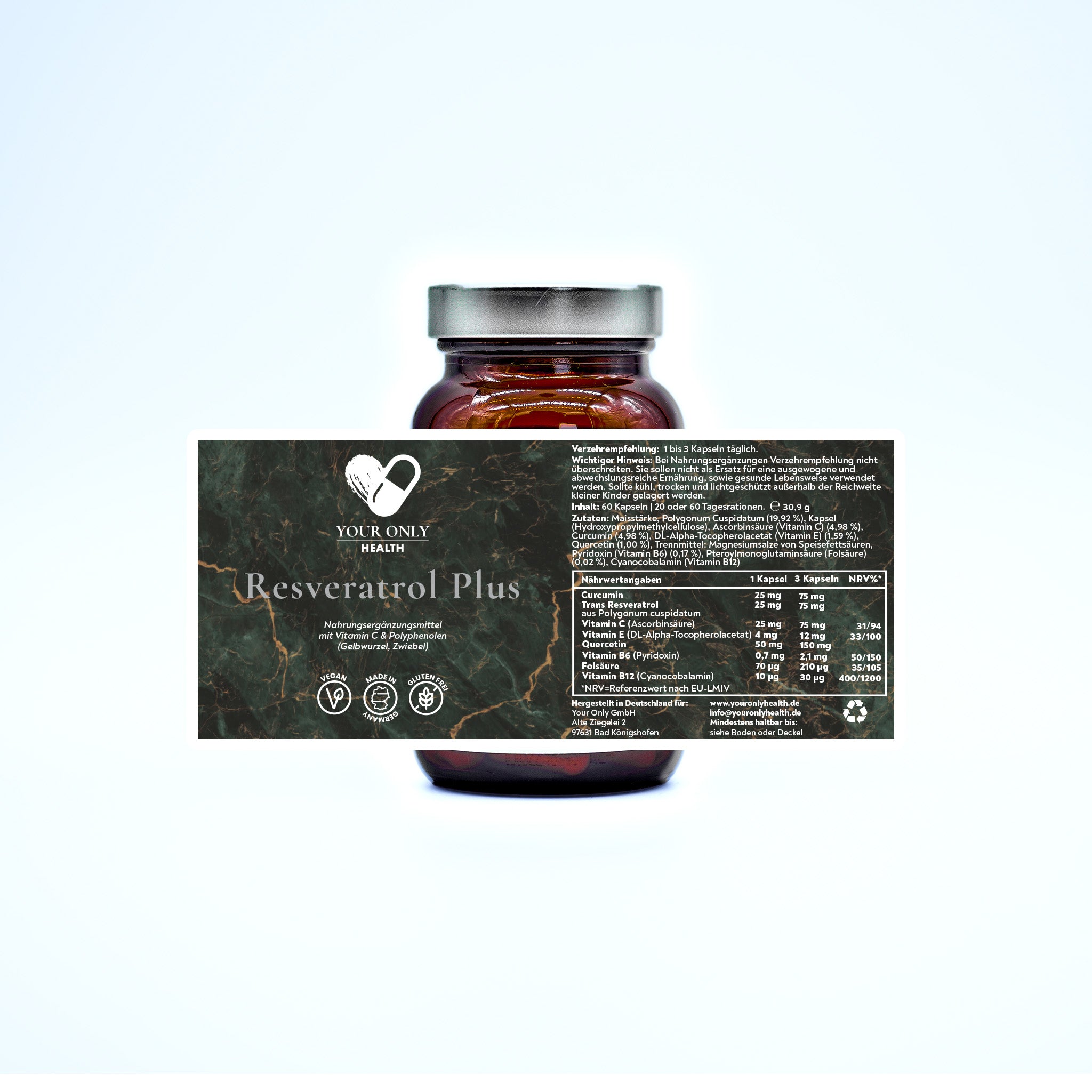 Trans Resveratrol, Curcumin und Multivitamin-Komplex - 60 Kapseln