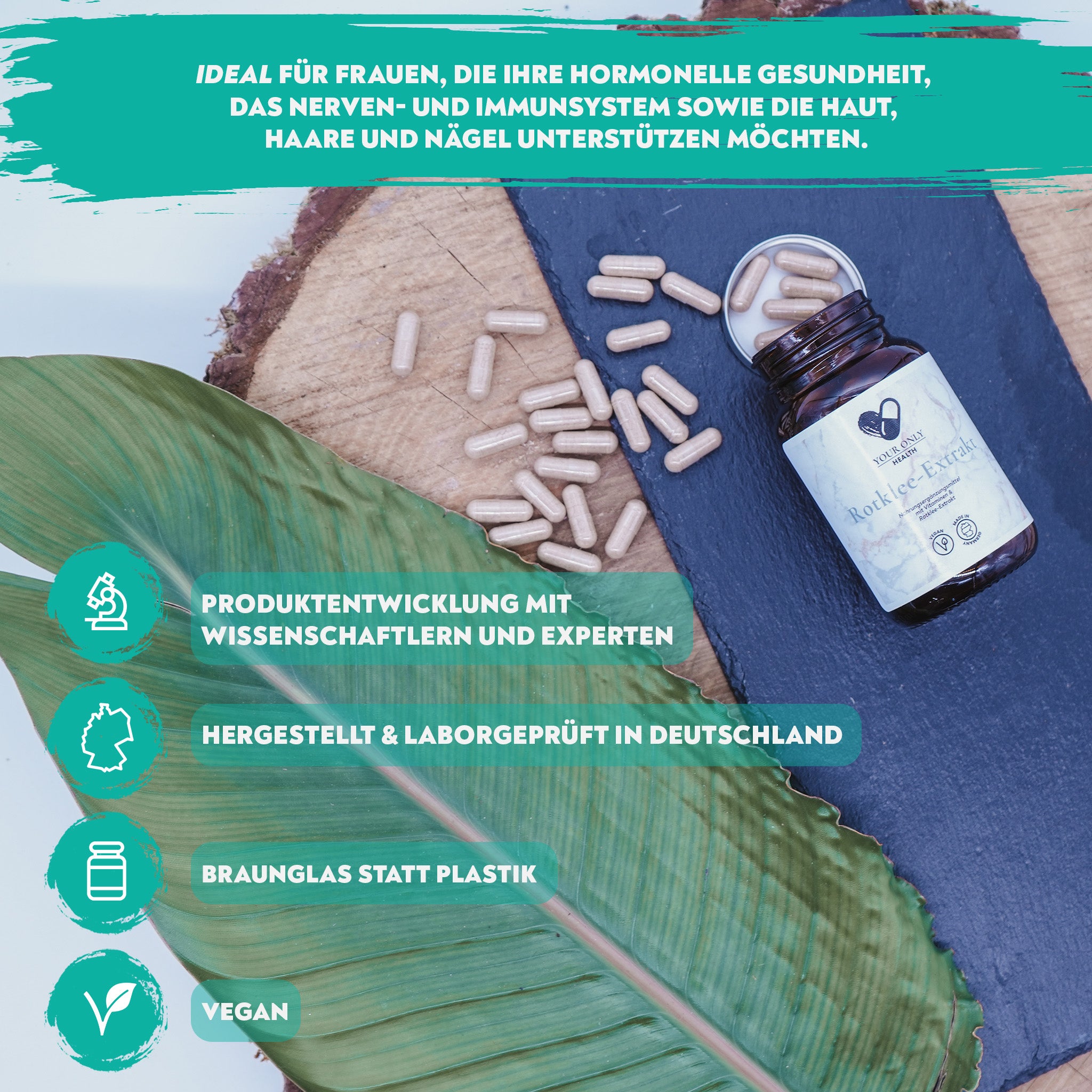 Rotklee-Extrakt mit wichtigen B-Vitaminen - 90 Kapseln