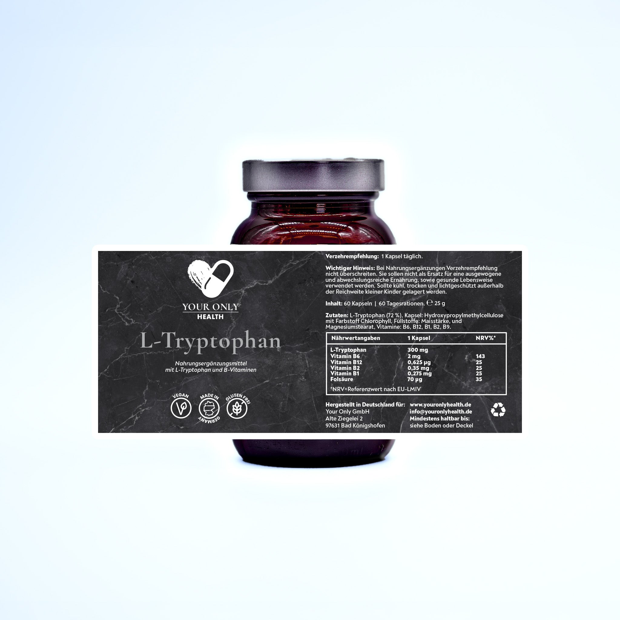 L-Tryptophan mit B-Vitaminen - Stimmungsbooster - 60 Kapseln